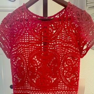 Boston Proper red color crochet dress.